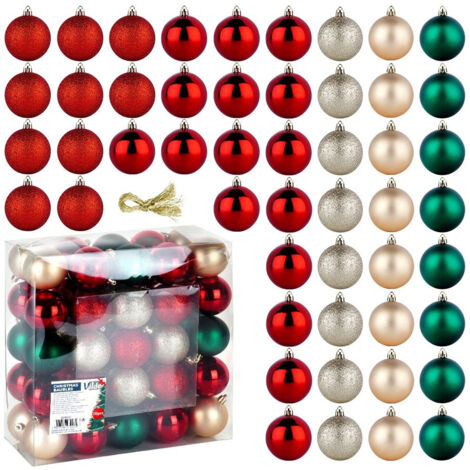 Bruchsichere Weihnachtskugeln Rot Grün Champagner 6 cm 50 St.
