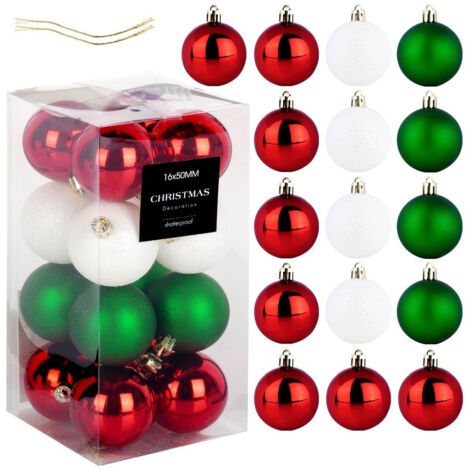 Bruchsichere Weihnachtskugeln rot grün weiß 5 cm 16 St.