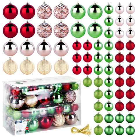 BRUCHSICHERES WEIHNACHTSBAUMKUGEL-SET, BUNTE WEIHNACHTSBAUMDEKORATION, 68-TEILIG