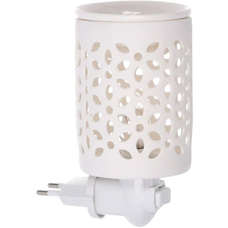 Bruciaessenze plug ceramica traforato bianco cm 10