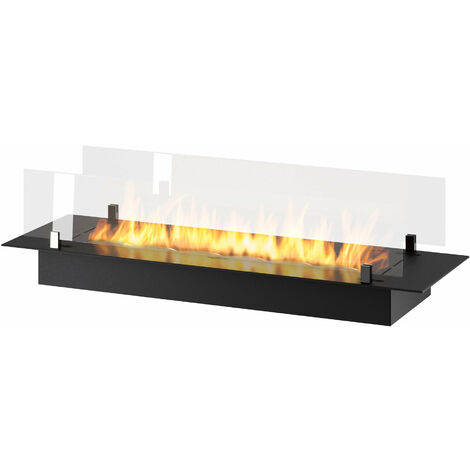 Bruciatore a Bioetanolo da Incasso 100x32x15 cm Insert Slim 1000 Nero con Vetro