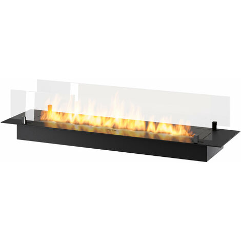 Bruciatore a Bioetanolo da Incasso 120x32x15 cm Insert Slim 1200 Nero con Vetro