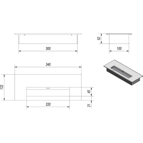 Bruciatore a Bioetanolo per Camini 0,5L 30x10 cm Flig Burner Medium