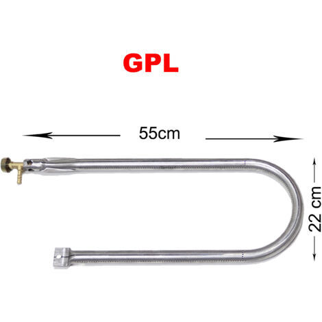 Bruciatore a gas Gpl Metano per barbecue pietra ollare piastra ghisa scegli la misura e il rubinetto : 55x22 cm GPL