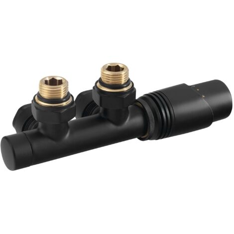 Bruckner Wicher - Conjunto termostático de válvulas de conexión centra, negro mate 600.311.6