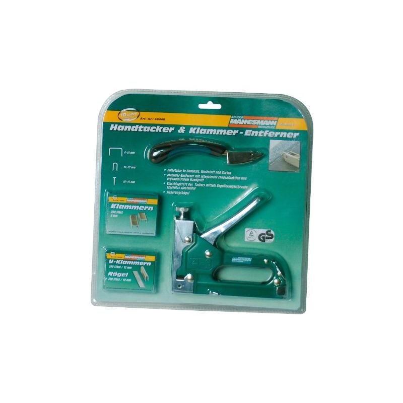 Brüder Mannesmann - mannesmann 48440 set agrafeuse manuelle avec agrafes, clous et dégrafeuse
