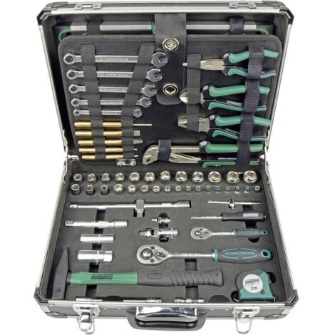 Brüder Mannesmann M29078 Set di strumenti 160 pezzi in alluminio verde nero