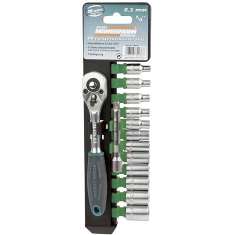 Brüder Mannesmann M29114 1/4 (6.3 mm) Jeu de clés à douille 4, 4.5, 5, 5.5, 6, 7, 8, 9, 10, 11, 12, 13, 14
