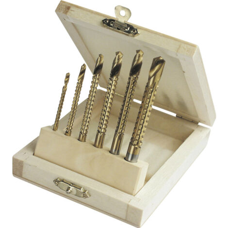 Brüder Mannesmann M54606 HSS Metall-Fräsbohrer-Set 6teilig 3 mm, 4 mm, 5 mm, 6 mm, 6.5 mm, 8 mm  TiN
