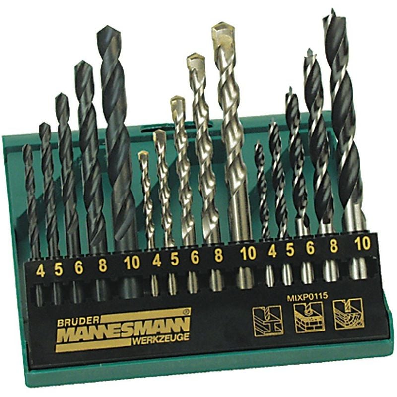 Image of Mannesmann M54315 - Juego de 15 brocas para taladro profesional