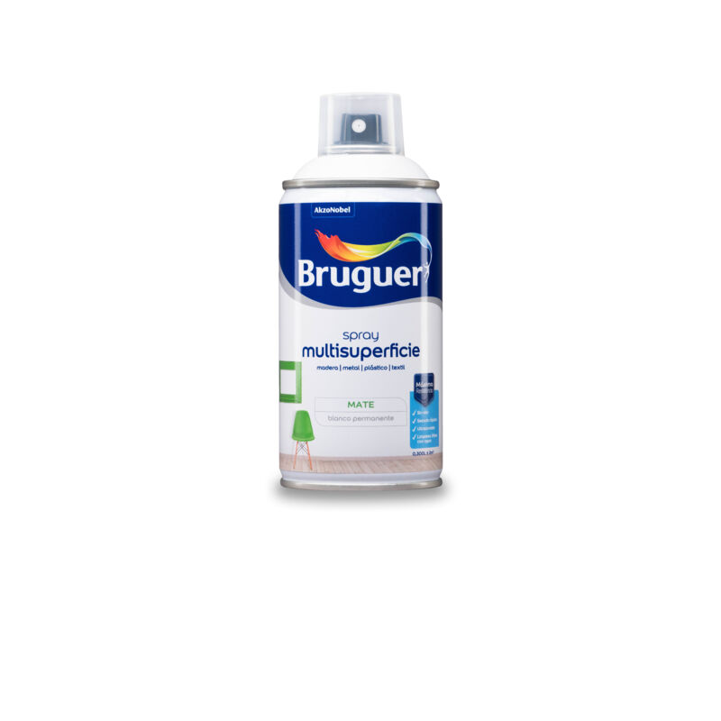 Bruguer - Acrylic Multisuperficie Esmalte al agua en Spray Mate Blanco Permanente 300 ml