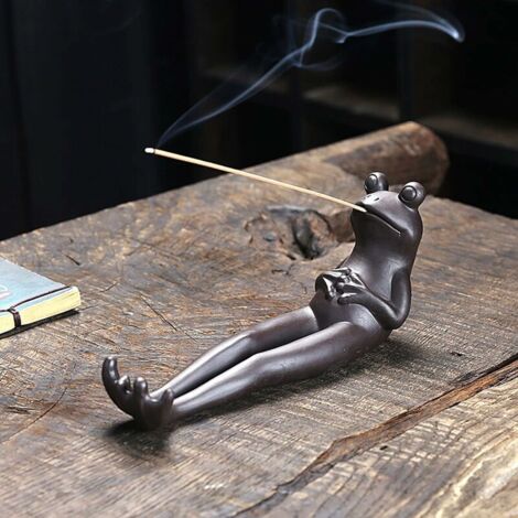 Brûle-encens en Céramique, Céramique de Receveur de Cendres, Porte-bâton d'encens Grenouille, Support à Encen Bâtons en Forme