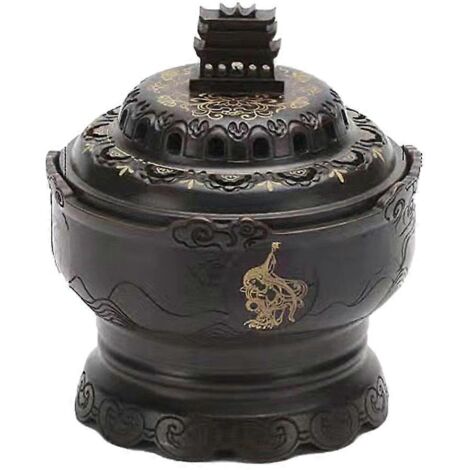 Brûle-encens style chinois Dunhuang, décoration en cuivre, artisanat traditionnel, brûle-parfum vintage, objet décoratif en cuivre pour maison zen.