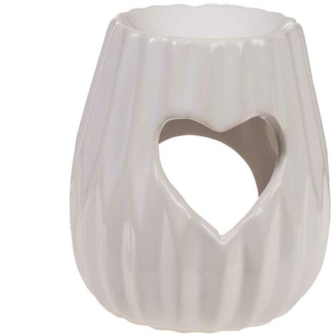 Brûle-Parfum Coeurs en céramique blanche