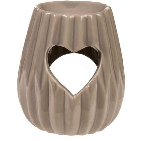 Brûle-Parfum Coeurs en céramique taupe