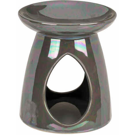 Brûle-parfum gris nacré en céramique