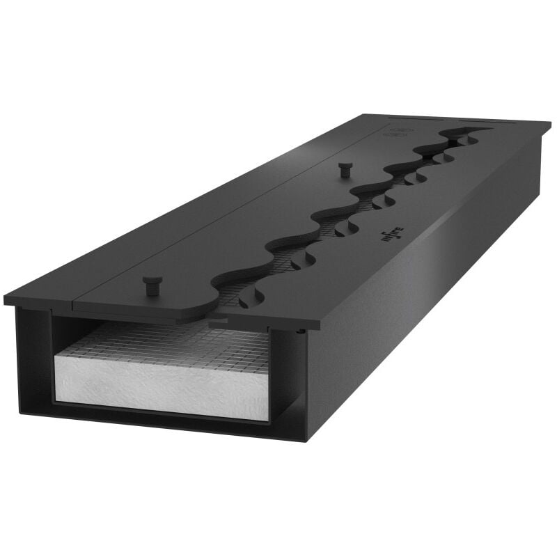 Sololed - Brûleur à bioéthanol encastrable en acier inoxydable noir, 4 l, 100 cm