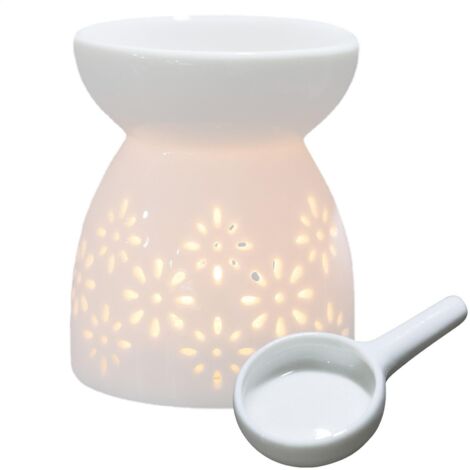 Brûleur À Cires Fondue - Diffuseur D'Huiles Essentielles en Céramique - Céramique Aromas Lampe avec Cuillère À Bougie Longue Durée De Combustion Convient pour Chambres, Bureaux, Salons Et Bureaux