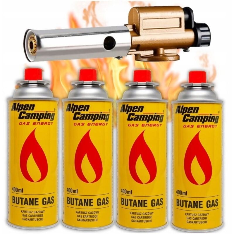 Brûleur À Gaz Chalumeau Chaleureux Lampe En Fonte + 4 Cartouches 1300c 1,5l Gaz
