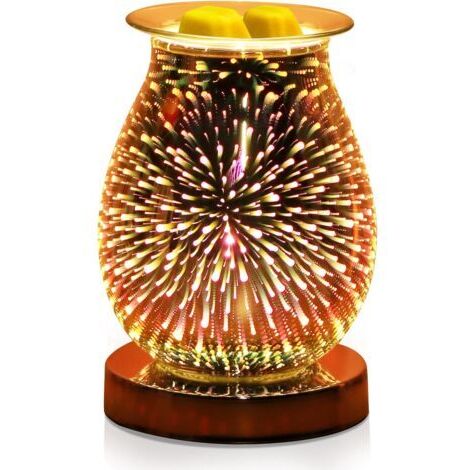 Brûleur à Huile Électrique en Verre, Brûleur Cire Parfumée 3D pour La Maison et Le Salon