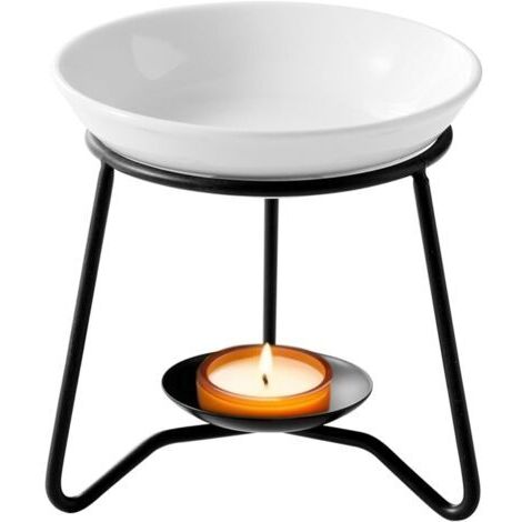 Brûleur à Huile Essentielle en Céramique en Métal, Brule Parfum avec Bol en Céramique, Bruleur Fondant pour Porte Bougie