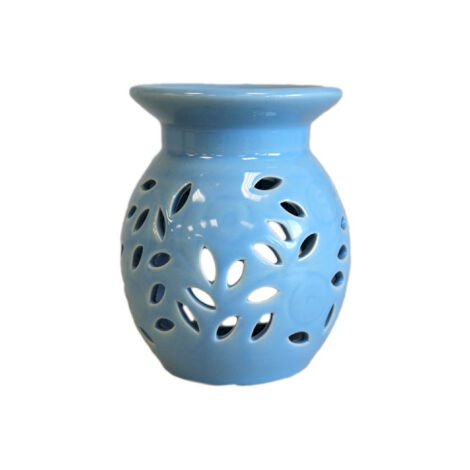 Brûleur à Huile Floral - Bleu- Vendu par 1