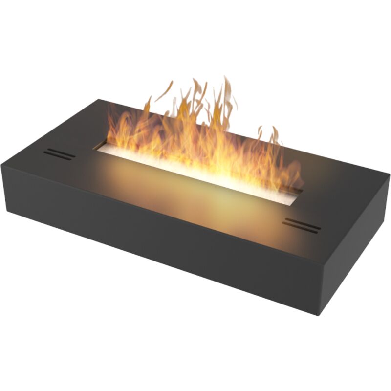 Sololed - Brûleur au bioéthanol avec insert de plan de travail en inox noir mat 50cm