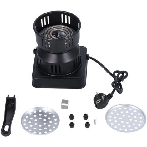 Brûleur de charbon électrique pour narguilé, réchaud portable multifonction pour café, thé, chauffage avec interrupteur - Prise EU 220V Noir