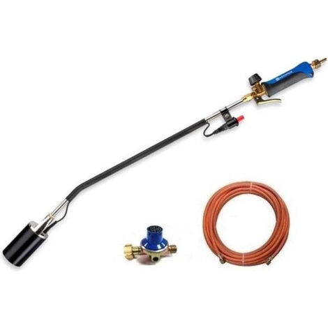 Brûleur de mauvaises herbes Kemper avec allumage Piezo - tuyau de gaz de 10 mètres - régulateur de pression réglable