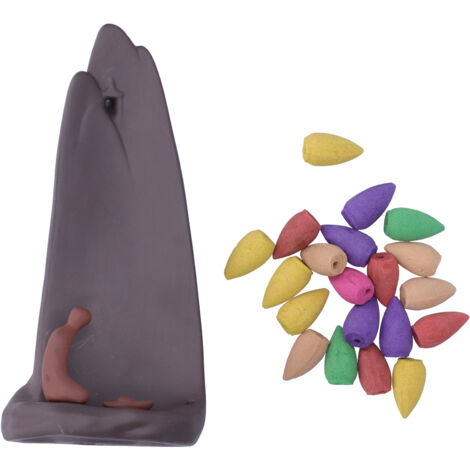 Brûleur d'encens à reflux en céramique avec bâton de santal pour décoration paysage et aromathérapie