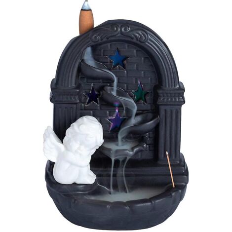 Brûleur d'encens à reflux style Cupidon de la vieille ville - Porte-encens cascade pour la décoration intérieure, l'aromathérapie avec cônes d'encens