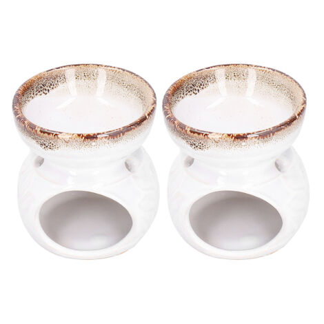 Brûleur d'Encens Céramique 2 Pièces - Brûleur d'Huiles Essentielles Blanc pour Aromathérapie Décoratif