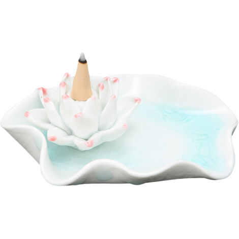 Brûleur d'Encens Céramique Blanc - Porte-Encens Décoratif Plateau Fleur pour Maison