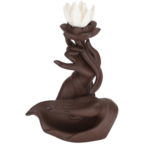 Brûleur d'Encens Cœur Lotus Bergamote Céramique Décoratif à Contre-Courant pour la Maison