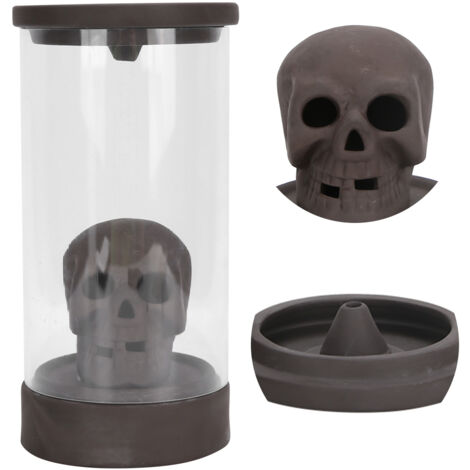 Brûleur d'Encens Crâne Lumineux LED Multicolore, Décoration d'Ambiance Étanche pour Fêtes Halloween