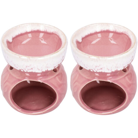 Brûleur d'encens en céramique 2 pièces, brûleur d'huiles essentielles aromathérapie décoratif rose
