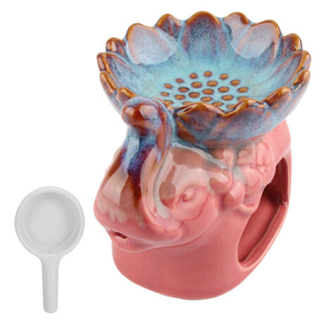 Brûleur d'encens en céramique rose pour huiles essentielles et bougies, brûleur d'arômes décoratif