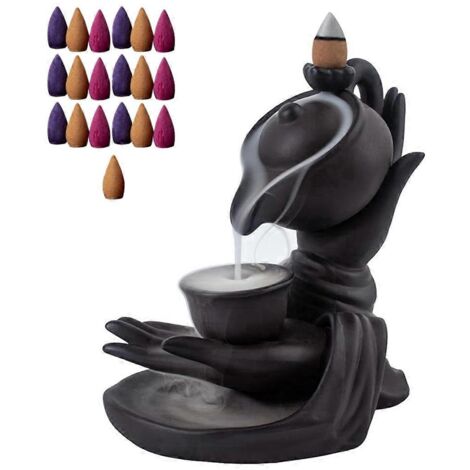 Brûleur d'encens en forme de cascade, en forme de main de Bouddha (comme illustré)