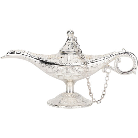 Brûleur d'Encens en Forme de Lampe Creux, Décoration Métallique Blanche pour la Maison, Idée Cadeau Artisanal