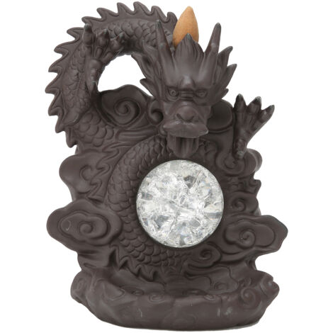 Brûleur d'encens en porcelaine rouge Dragon avec éclairage LED, décoration d'intérieur zen et originale