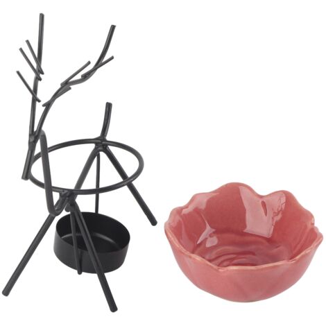 Brûleur d'huile essentielle céramique en forme de cerf noir, diffuseur d'arômes pour bougie chauffe-plat