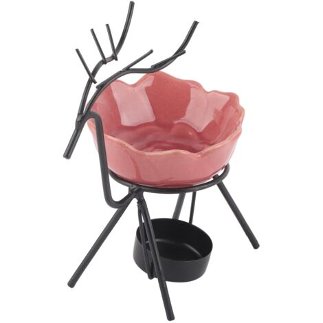 Brûleur d'huile essentielle céramique en forme de cerf noir, diffuseur d'arômes pour bougie chauffe-plat