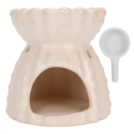 Brûleur d'Huiles Essentielles en Céramique Blanc - Décoration Maison, Lampe Aromathérapie et Support Bougie