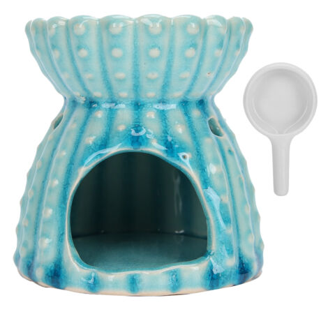 Brûleur d'Huiles Essentielles en Céramique, Support de Bougie Aromathérapie Décor Maison Bleu
