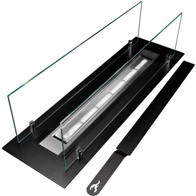 Frankystar - Brûleur éthanol pour cheminée 0,7 l, en acier inoxydable et verre trempé 64,5 cm
