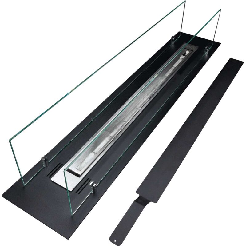 Frankystar - Brûleur éthanol pour cheminée 1 l, en acier inoxydable et verre trempé 99 cm