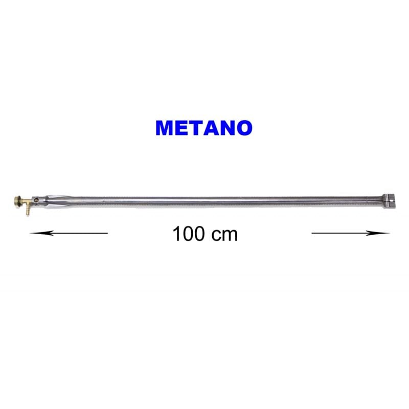 Fonderia Bongiovanni - Bruciatore a gas Gpl Metano per barbecue pietra ollare piastra ghisa scegli la misura e il rubinetto : dritto 100 cm metano