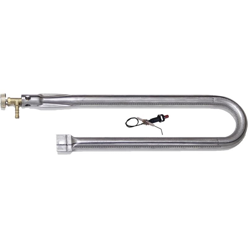 Bruleur gaz gpl pour barbecue en u 60 (55x22), pierre ollaire, pierre de lave, plaque en fonte, robinet, inclus