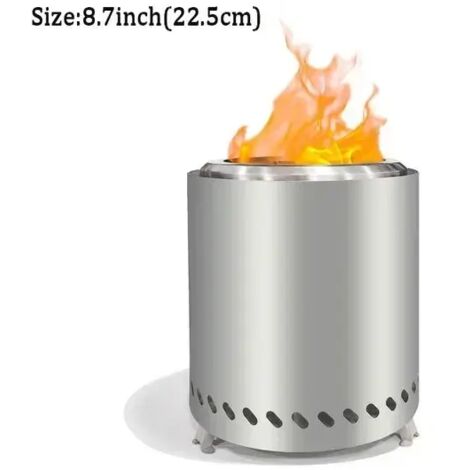 Brûleur portable en acier inoxydable, mini poêle à bois, foyer pour feu de camp, brasero sans fumée pour camping en extérieur, réchaud de cuisson portable
