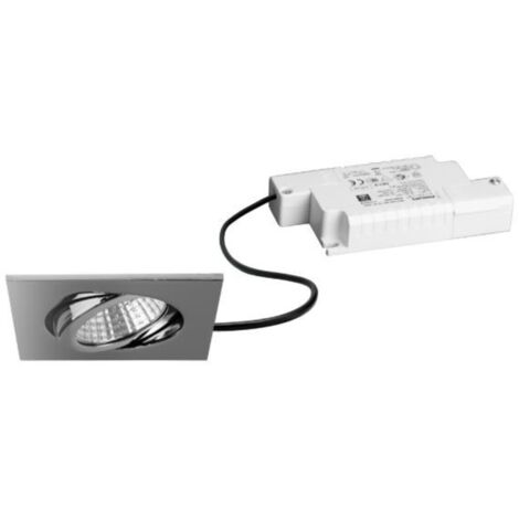 Brumberg LED Einbaustrahler, 230V, 6W, 3000K, 640 lm eckig, chrom, dimmbar - mit Netzteil - 82 x 4 mm